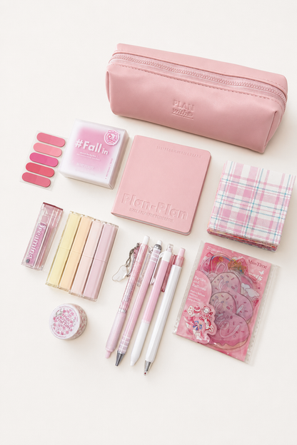 Aesthetic Pink Stationery Gift Set by Planwith - aesthetic stationery and journaling supplies at Lumiyear