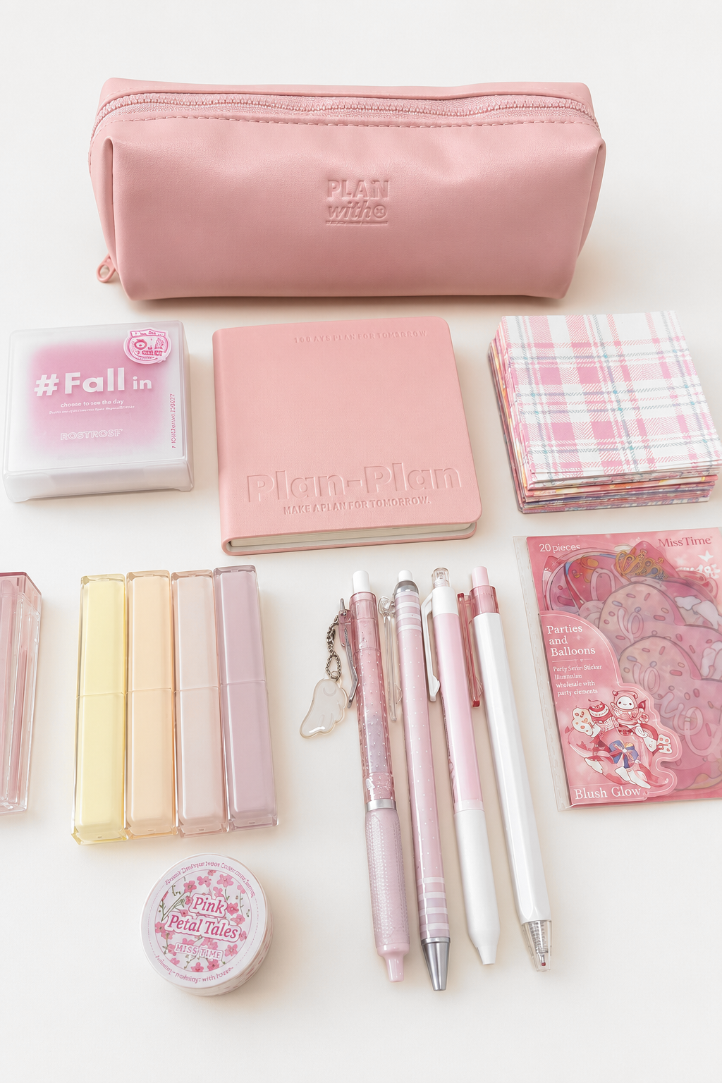 Aesthetic Pink Stationery Gift Set by Planwith - aesthetic stationery and journaling supplies at Lumiyear