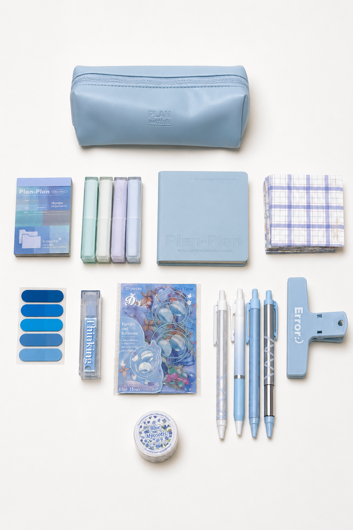 Aesthetic Blue Stationery Gift Set by Planwith - aesthetic stationery and journaling supplies at Lumiyear