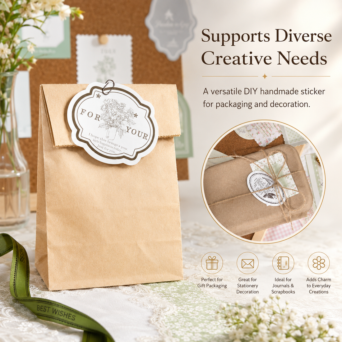 MISSTIME Floral Rhyme Poetry Vintage Material Paper Pack (100 Psc)