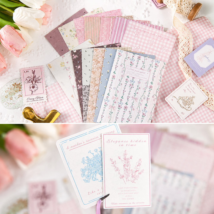 MISSTIME Floral Rhyme Poetry Vintage Material Paper Pack (100 Psc)