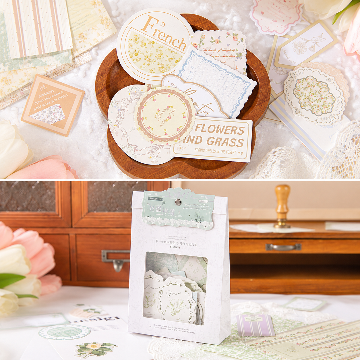 MISSTIME Floral Rhyme Poetry Vintage Material Paper Pack (100 Psc)