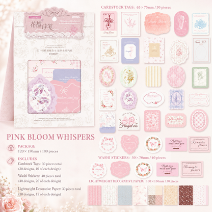 MISSTIME Floral Rhyme Poetry Vintage Material Paper Pack (100 Psc)