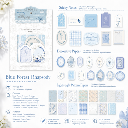 MISSTIME Floral Rhyme Poetry Vintage Material Paper Pack (100 Psc)