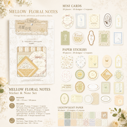 MISSTIME Floral Rhyme Poetry Vintage Material Paper Pack (100 Psc)