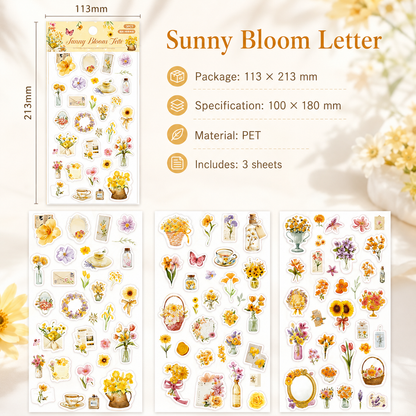 Wandering Blossom PET Floral Sticker Pack (3 Sheets)