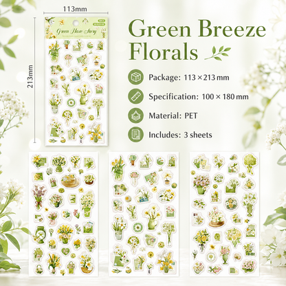 Wandering Blossom PET Floral Sticker Pack (3 Sheets)