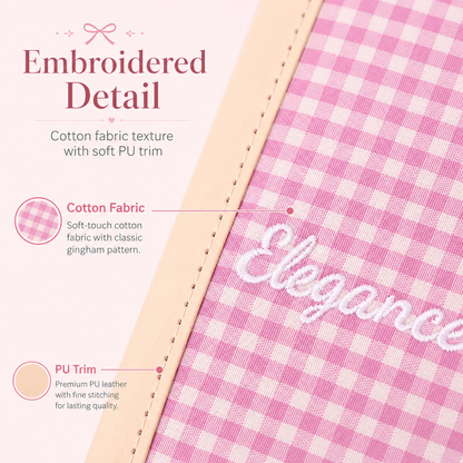 "Elegance Stitching" B6 Plaid Fabric & Leather Journal by ledai - aesthetic stationery and journaling supplies at Lumiyear