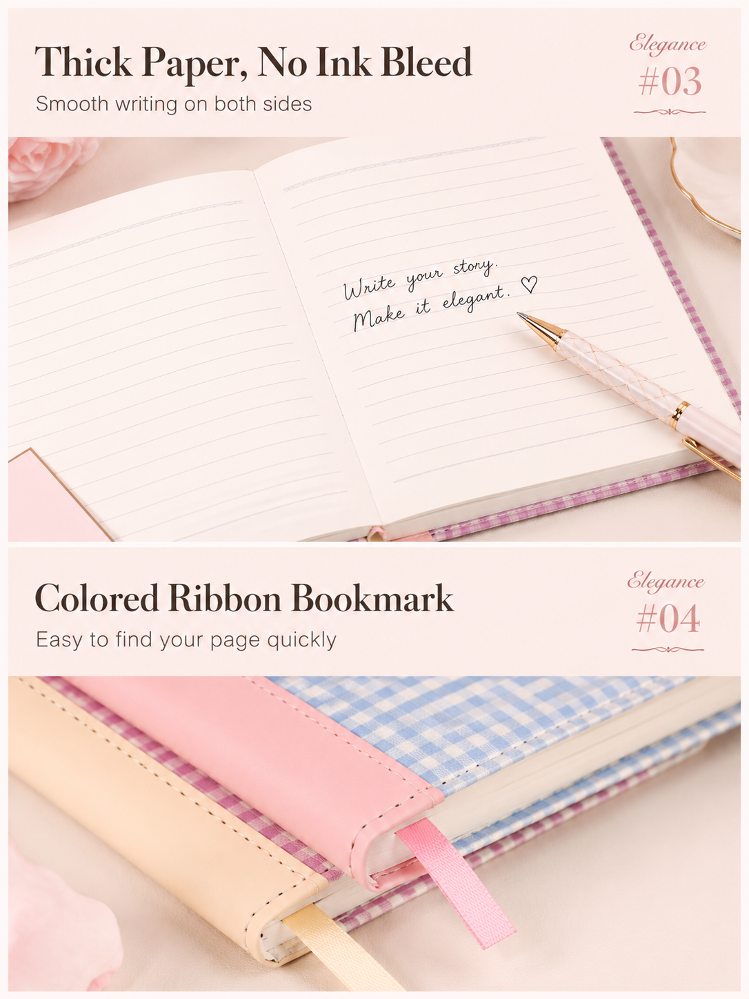 "Elegance Stitching" B6 Plaid Fabric & Leather Journal by ledai - aesthetic stationery and journaling supplies at Lumiyear