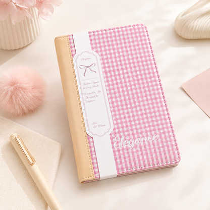 "Elegance Stitching" B6 Plaid Fabric & Leather Journal