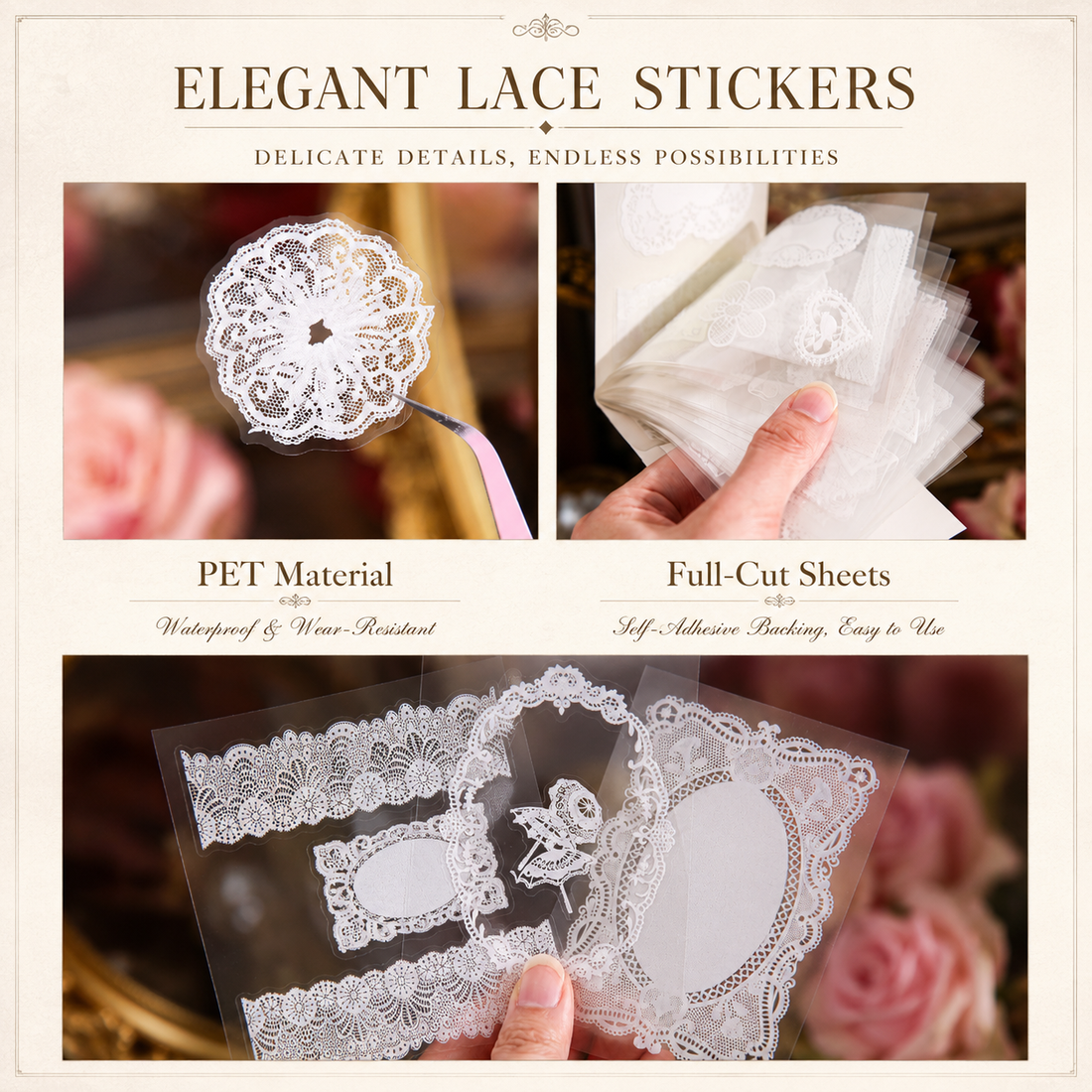 "Lace Aesthetics" Retro Sticker Book Series