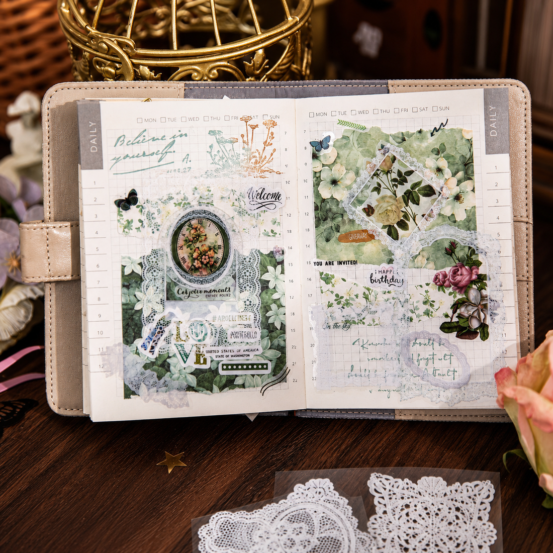 "Lace Aesthetics" Retro Sticker Book Series