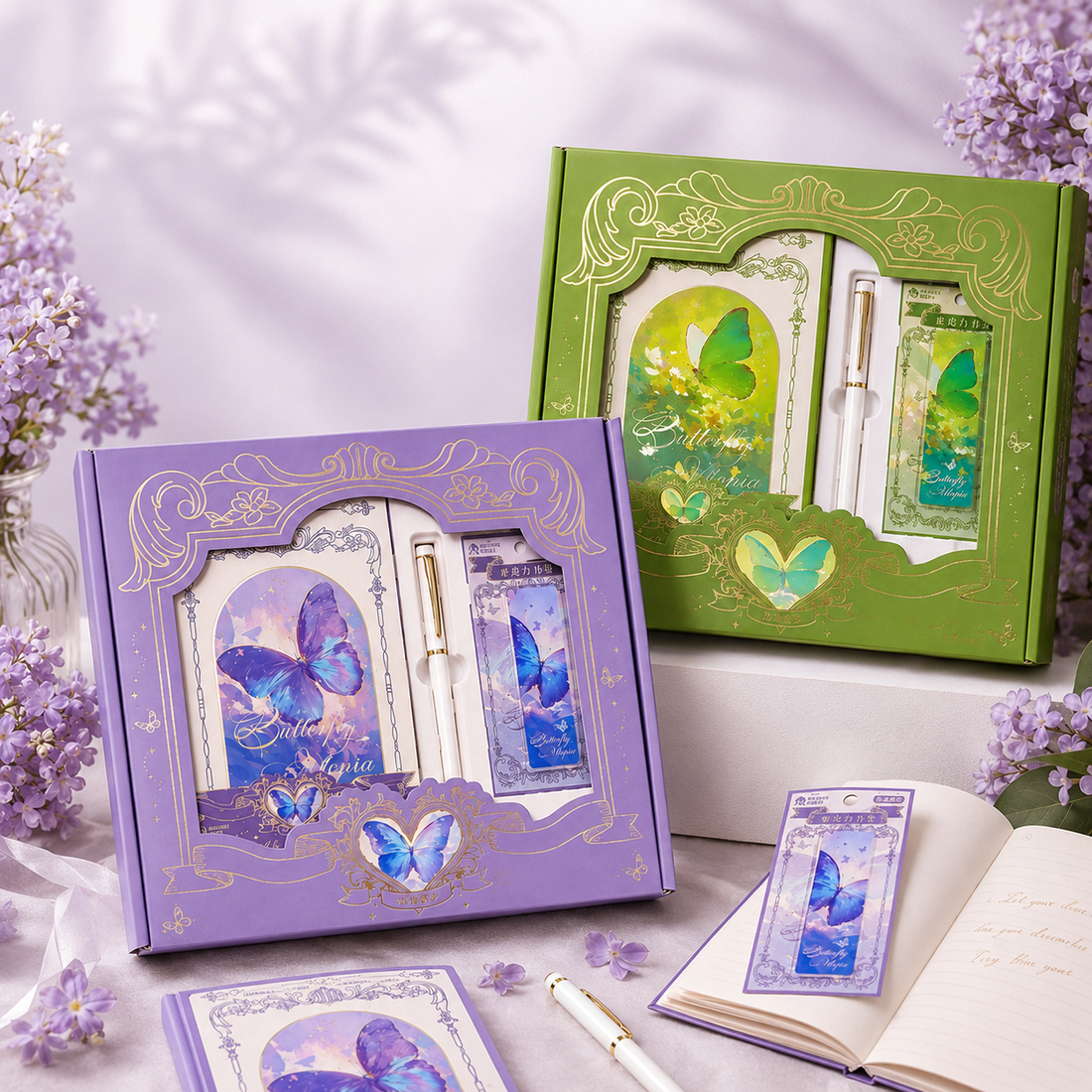 "Butterfly Utopia" Premium Hardcover Notebook Gift Box Set by mr.paper - aesthetic stationery and journaling supplies at