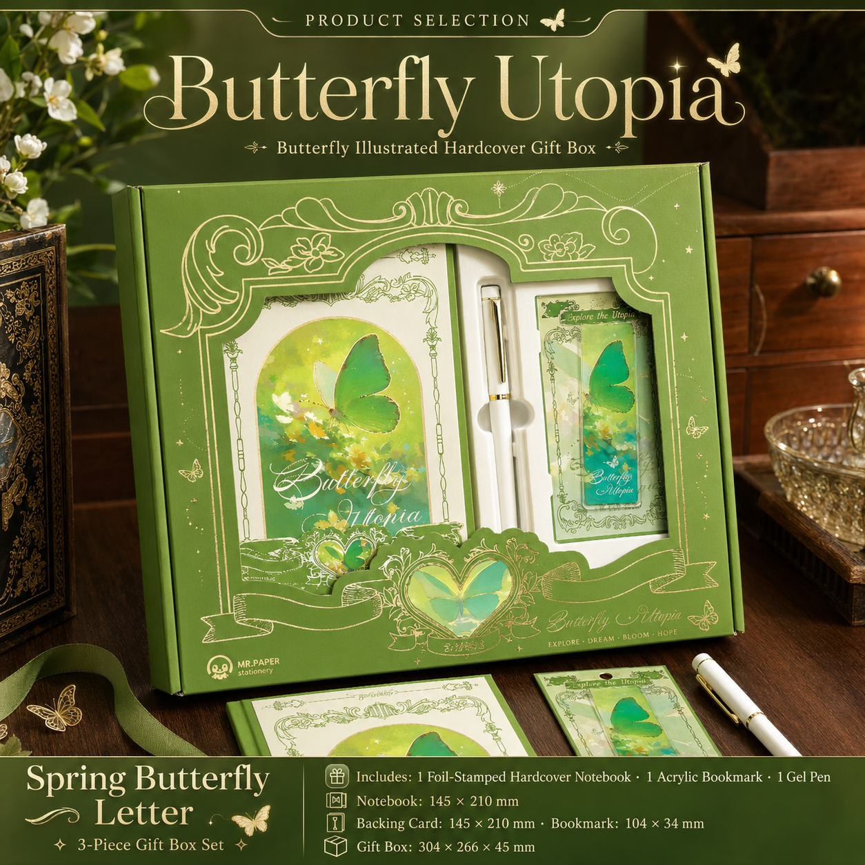 "Butterfly Utopia" Premium Hardcover Notebook Gift Box Set