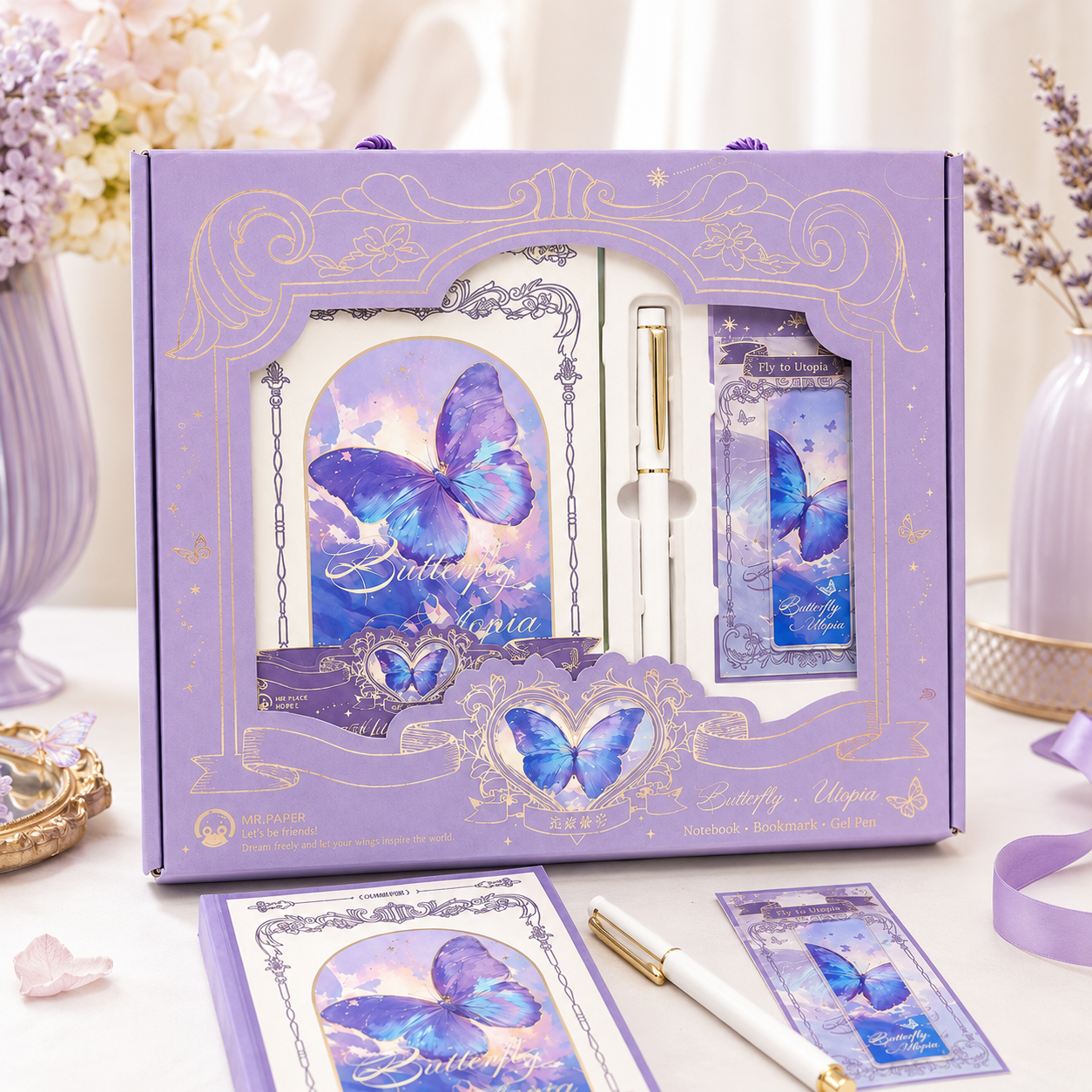 "Butterfly Utopia" Premium Hardcover Notebook Gift Box Set by mr.paper - aesthetic stationery and journaling supplies at