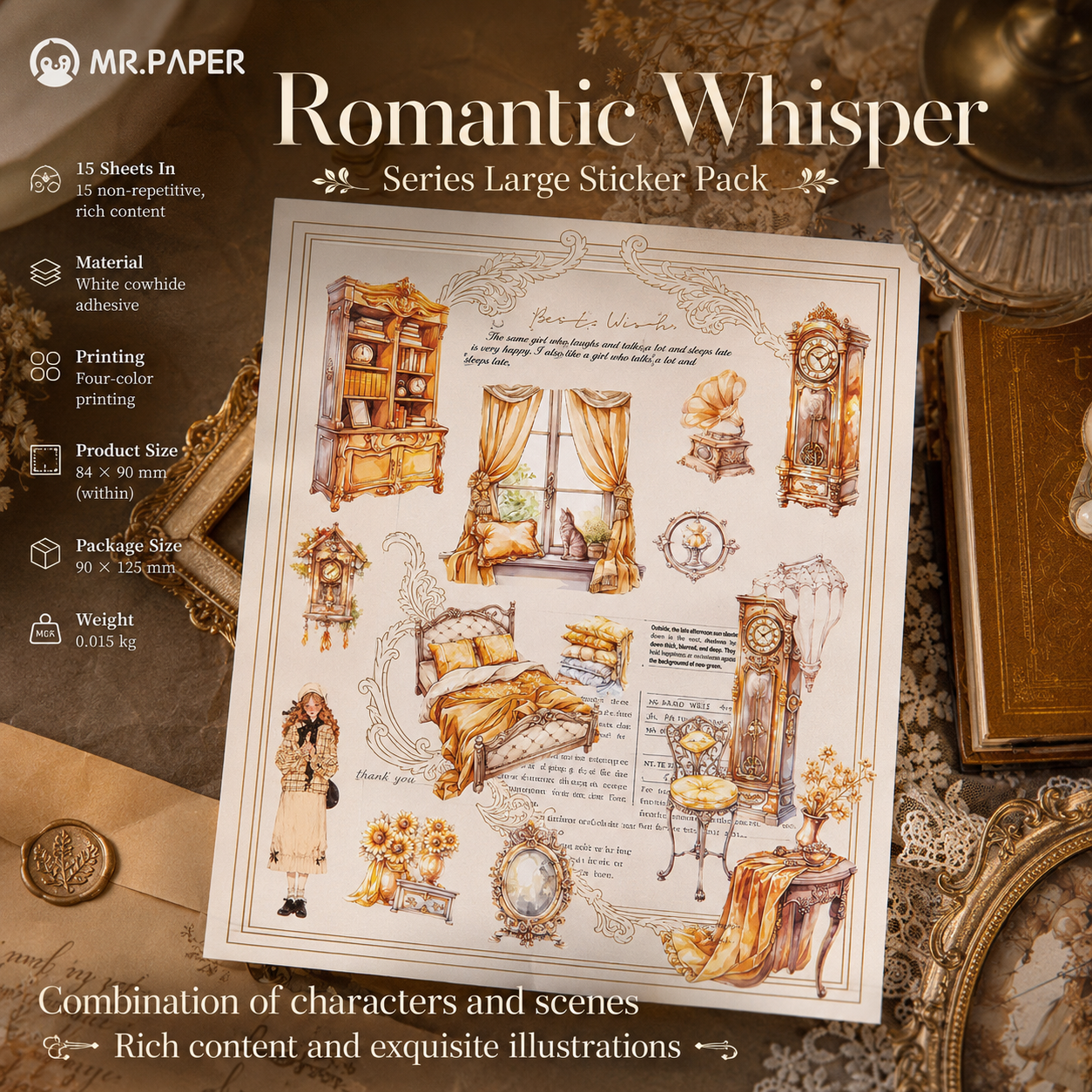 "Romantic Whisper" Series Large Silhouette Sticker Pack