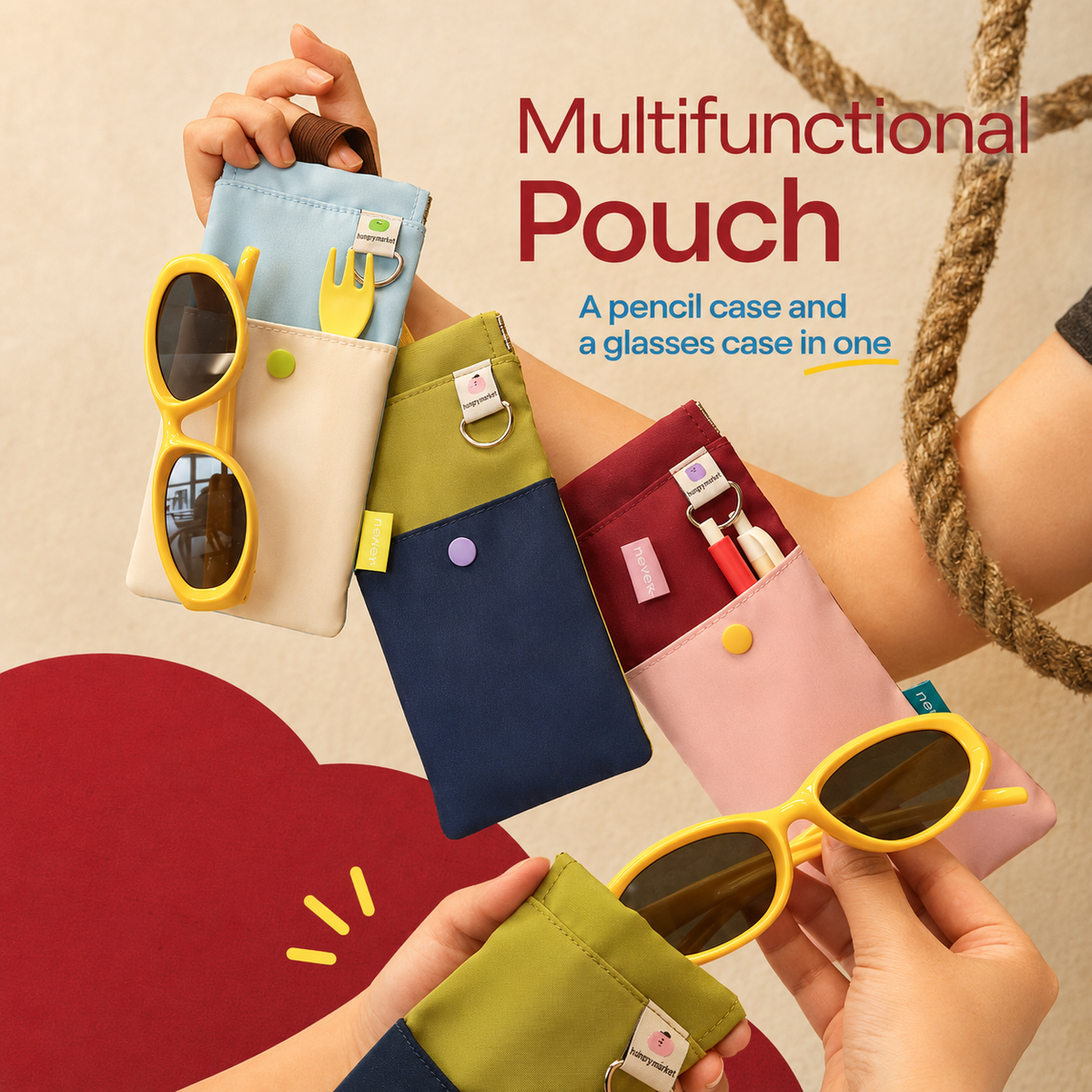 Spring Pencil Case Collection Pinch-to-Open Pouch by never - color option view for journaling writing tool | Lumiyear