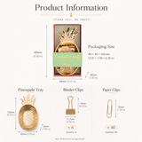 Gold Pineapple Ceramic Tray Set with Paper Clips & Binder Clips