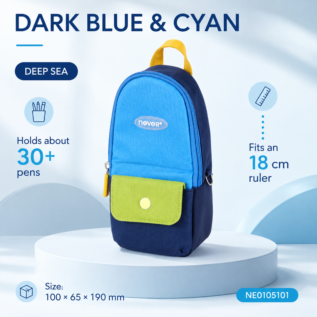 Backpack-Style Standing Pencil Case Color-Block Pen by never - color option view for journaling writing tool | Lumiyear