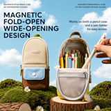 Backpack-Style Standing Pencil Case Color-Block Pen Holder
