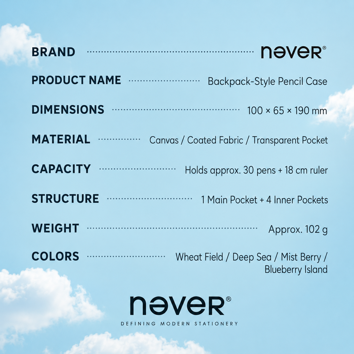 Backpack-Style Standing Pencil Case Color-Block Pen by never - color option view for journaling writing tool | Lumiyear