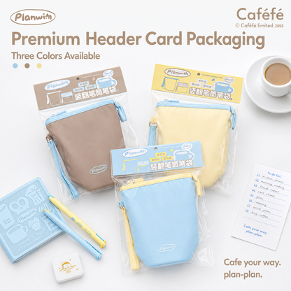 Planwith Caféf Flip Pen Pouch 2-in-1 Fold-Down pencil case