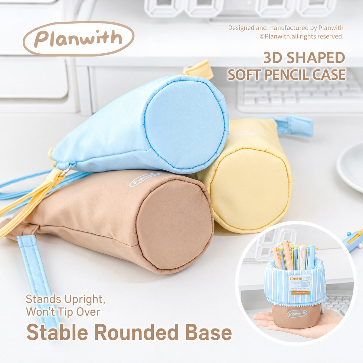 Planwith Caféf Flip Pen Pouch 2-in-1 Fold-Down pencil case