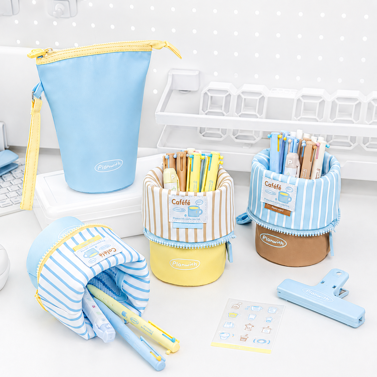 Planwith Caféf 2-in-1 Fold-Down Pencil Case & Pen Cup