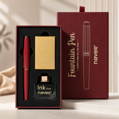 Vintage Fluted Brass Fountain Pen Gift Set (Gold Nib) - main product view | Lumiyear