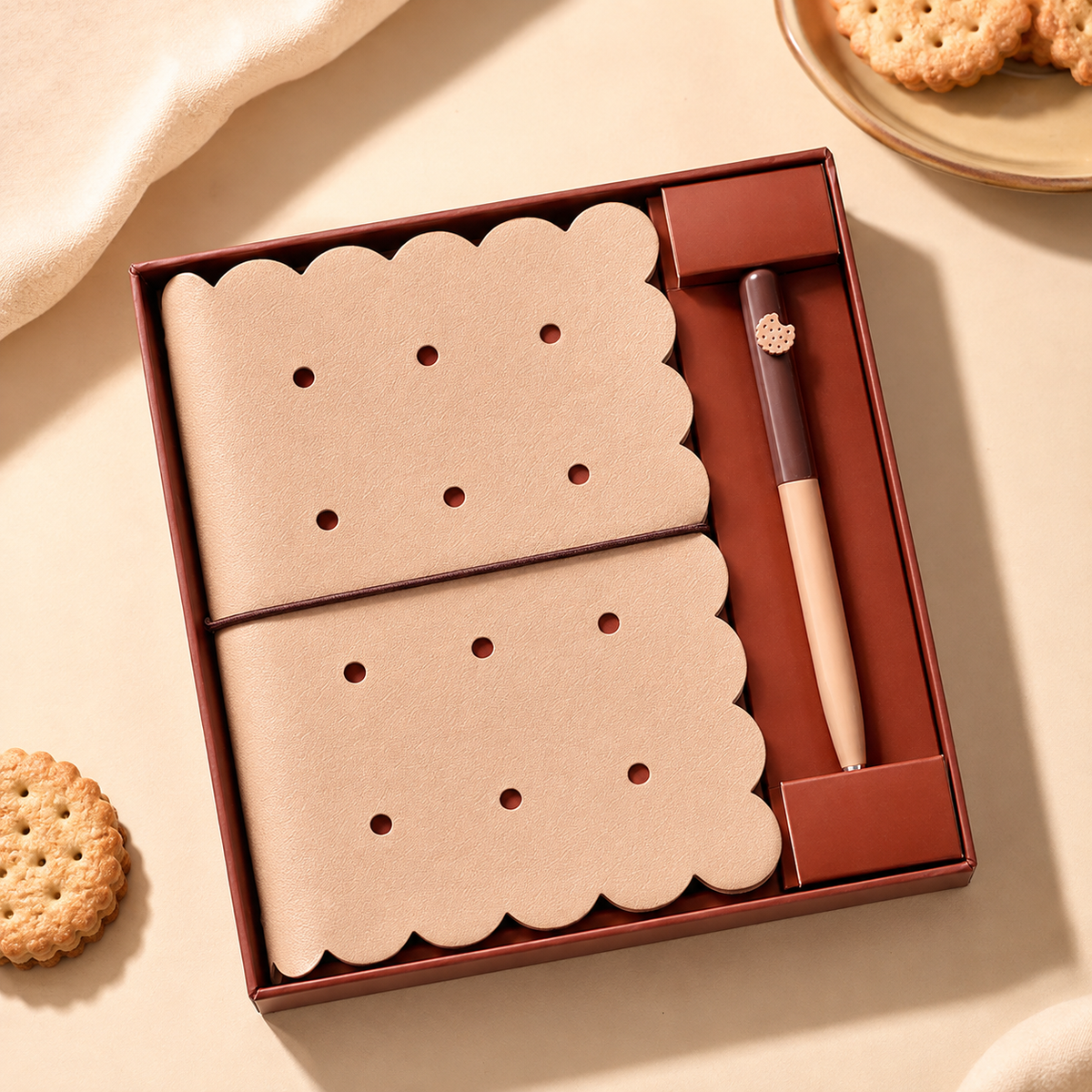 Cookie Time B6 Travel Journal & Gel Pen Stationery Gift Set - main product view | Lumiyear