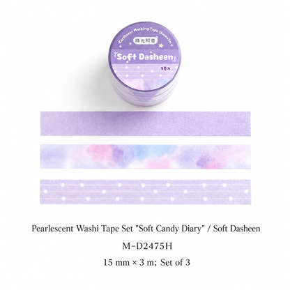 Soft Candy Diary Pearlescent Washi Tape Set (3 Rolls)