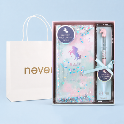 Unicorn Dream Liquid Glitter Journal & Gel Pen Gift Set