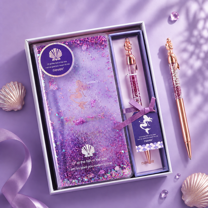 Mermaid Magic Liquid Glitter Journal & Gel Pen Gift Set