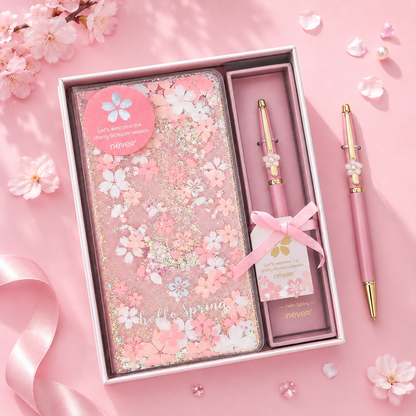 Sakura Spring Liquid Glitter Journal & Gel Pen Gift Set