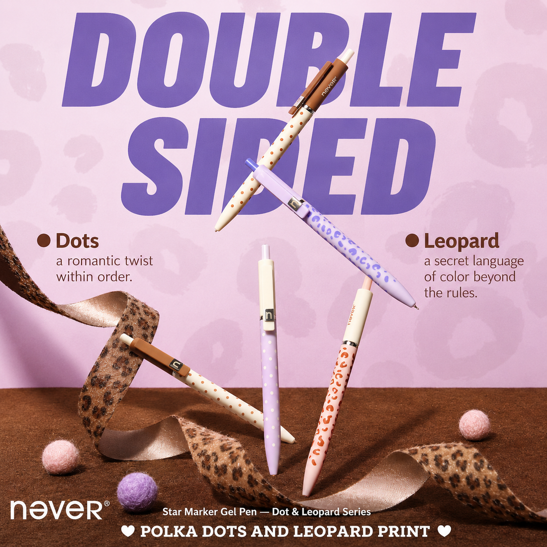 Star Marker Gel Pen Dot & Leopard Series (2 Pcs Set)