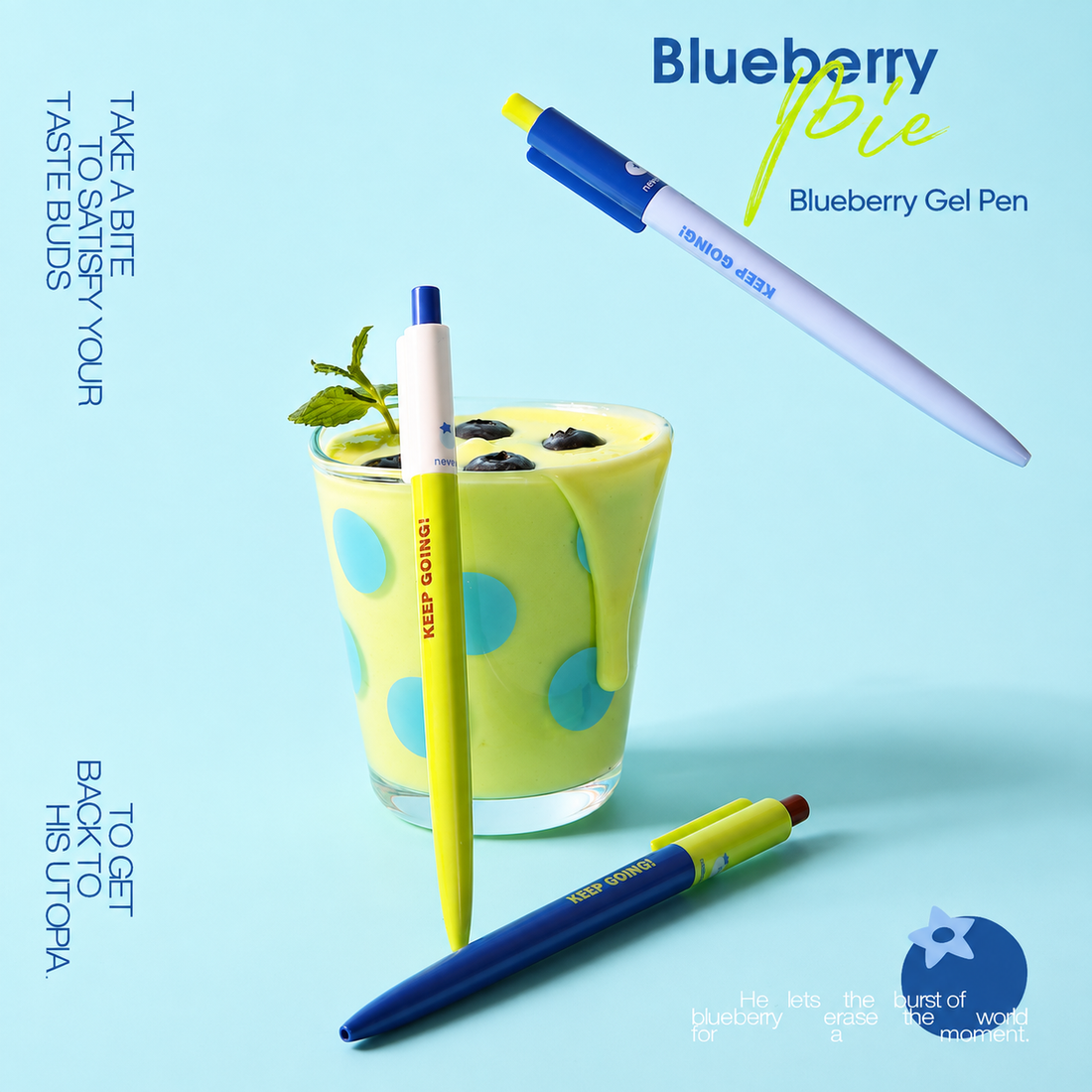 Blueberry Pie Color-Block Gel Pen Set (3 Pcs)