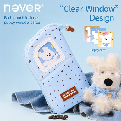 Coffee Puppy Standing Pencil Pouch 2-in-1 Fold-Down Pen Cup