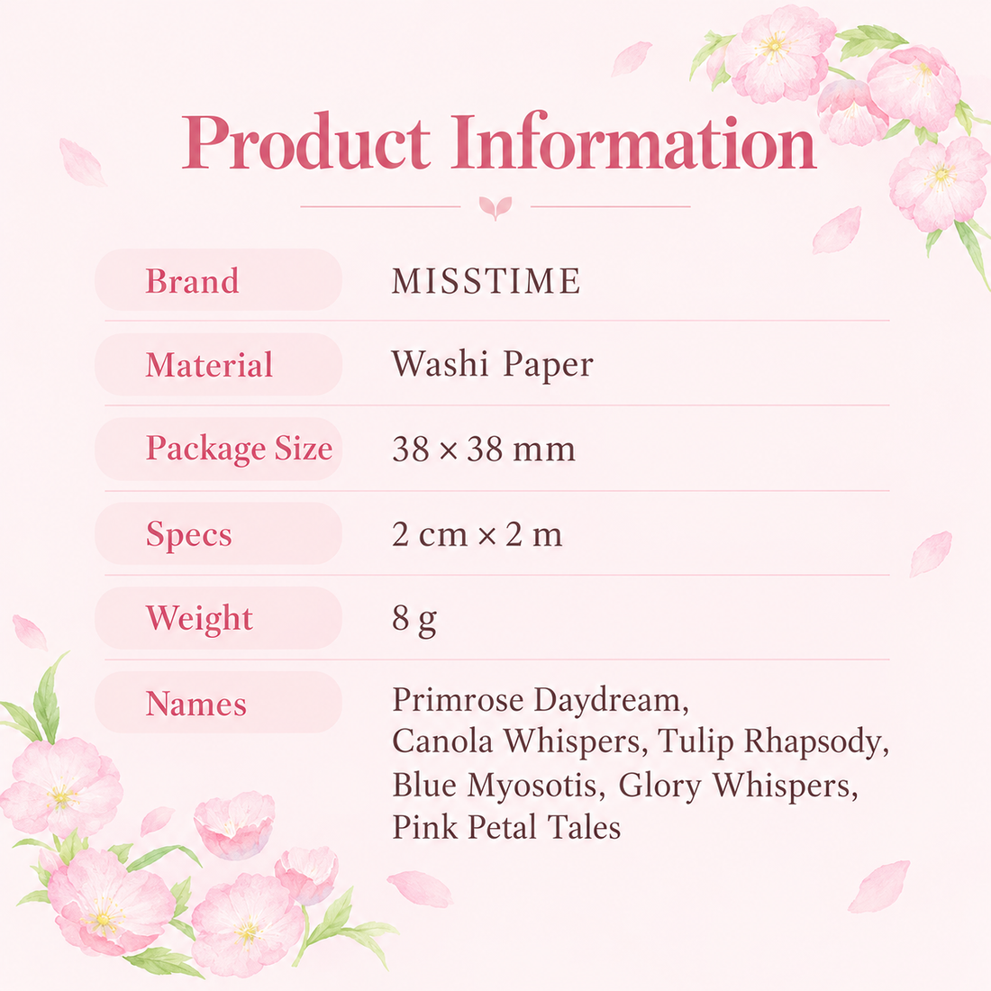 Floral Scenery Botanical Washi Tape (20mm x 2m)