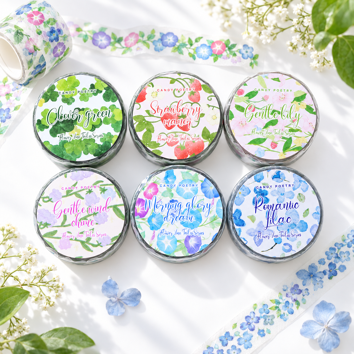 Flower Vine Story Glitter PET Tape (15mm x 2m) - main product view | Lumiyear