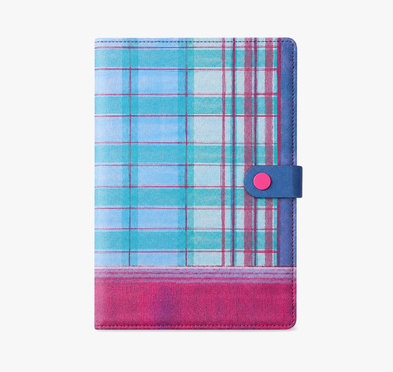 "Plaid Series" B5 Snap-Closure PU Leather Notebook