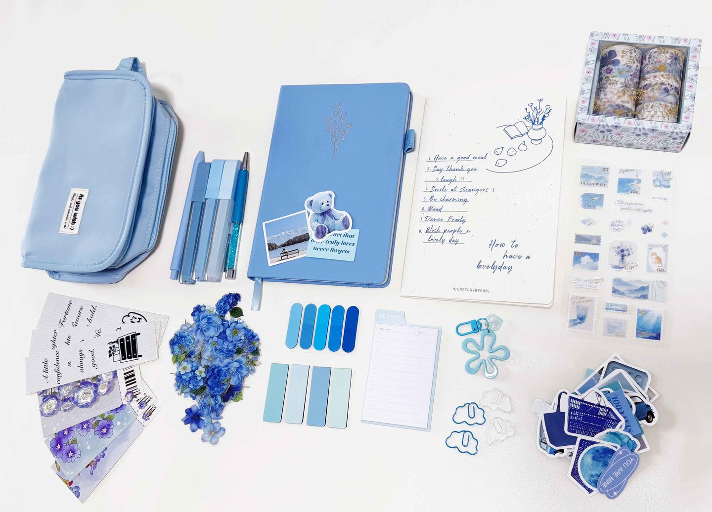 Premium Aesthetic Blue Stationery & Journaling Gift Set