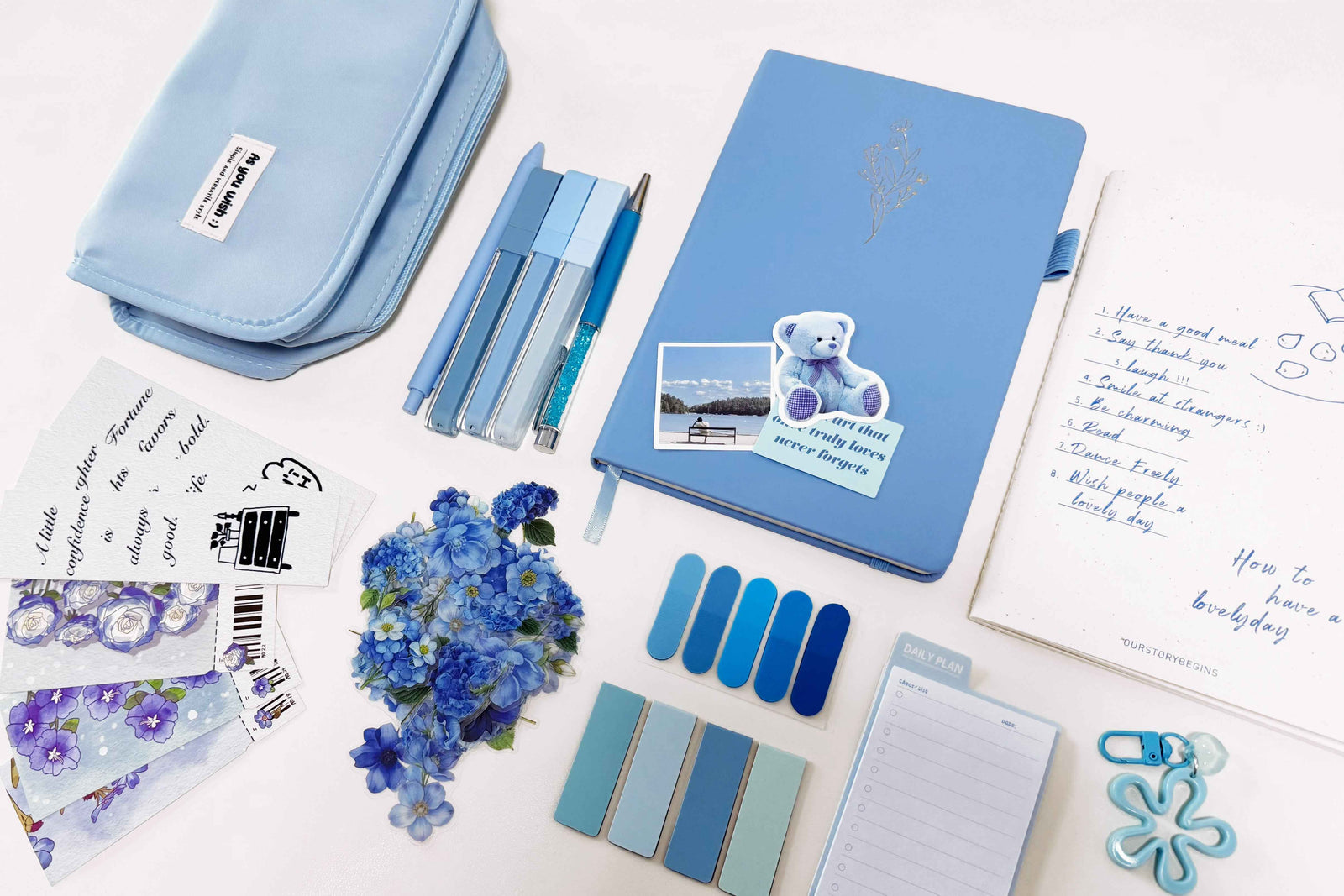 Premium Aesthetic Blue Stationery & Journaling Gift Set