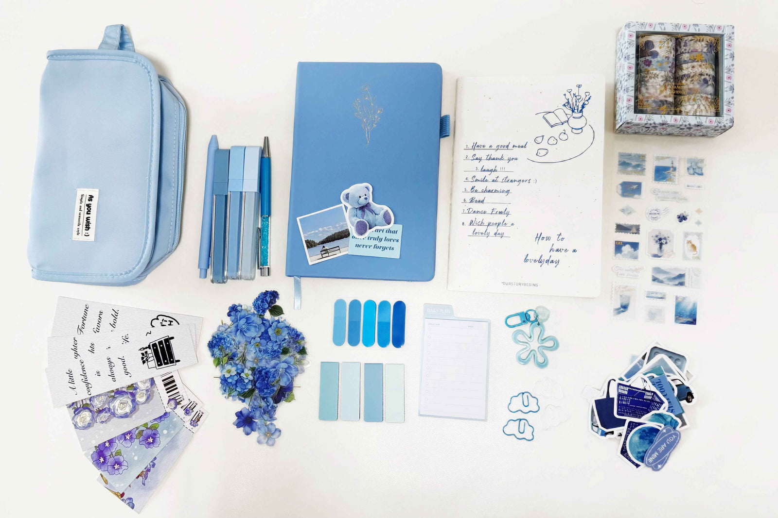 Premium Aesthetic Blue Stationery & Journaling Gift Set