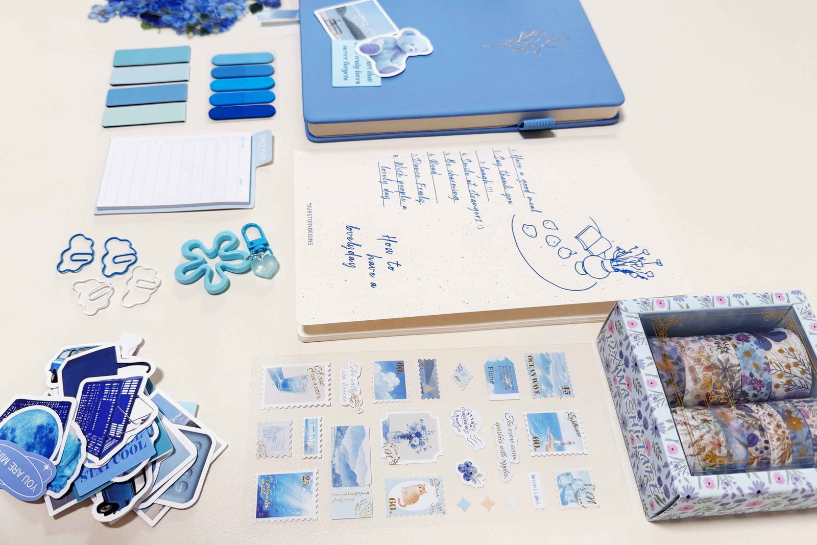 Premium Aesthetic Blue Stationery & Journaling Gift Set