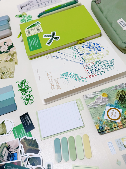 Green Stationery Set - aesthetic stationery and journaling supplies at Lumiyear