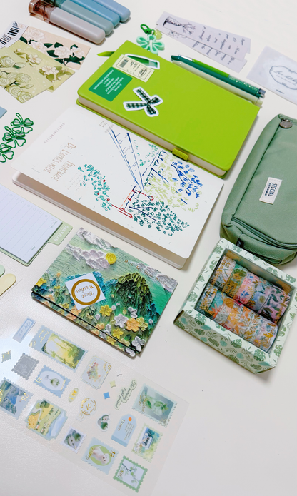 Green Stationery Set - aesthetic stationery and journaling supplies at Lumiyear