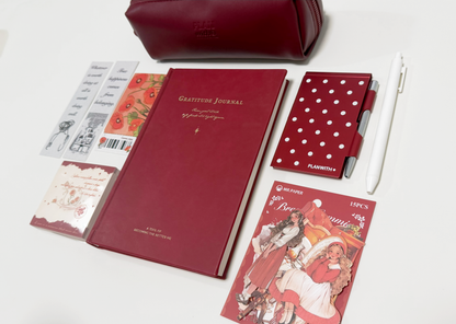 Aesthetic Bordeaux Red Gratitude Journal Gift Set