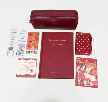 Aesthetic Bordeaux Red Gratitude Journal Gift Set