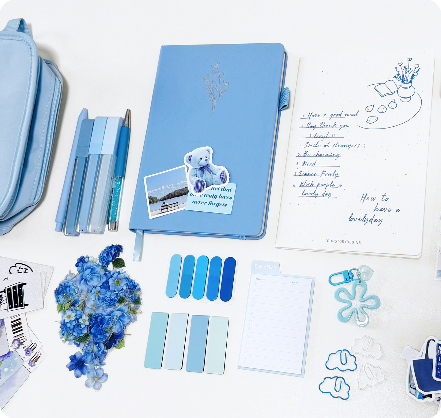 Premium Aesthetic Blue Stationery & Journaling Gift Set